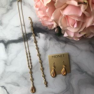 Monet Gold Necklace, Bracelet, and Earring Set
